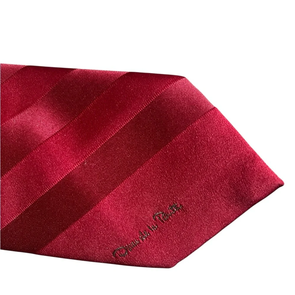 Oscar de la Renta Red‎ Burgundy Striped Tie